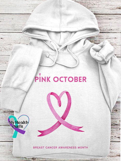 Women’s Pi̇nk October Breast Cancer Awareness Month Hooded Sweatshirt White / S