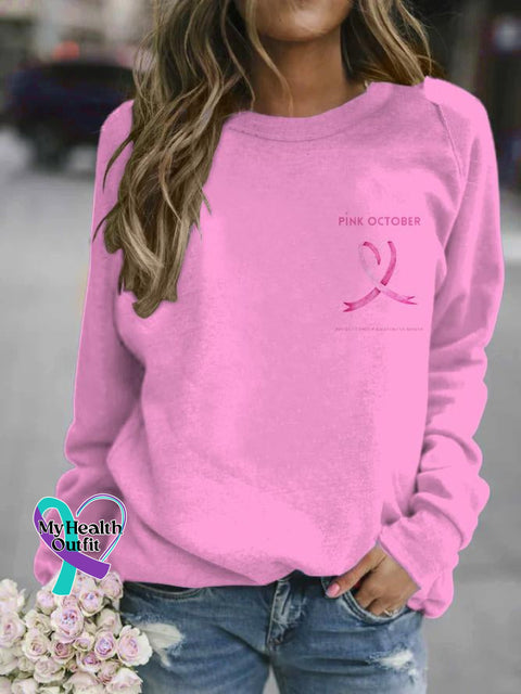 Women’s Pi̇nk October Breast Cancer Awareness Month Print Casual Sweatshirt Pink / S