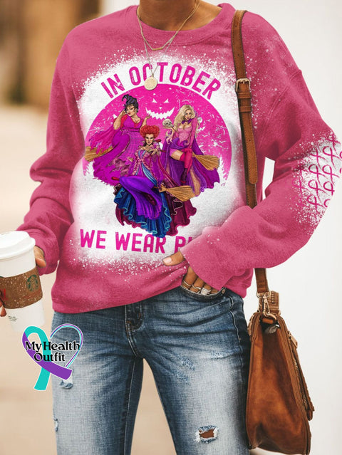 Women’s Pink October Breast Cancer Casual Sweatshirt Pink / S