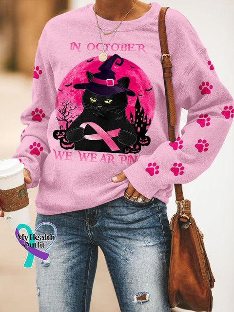 Women’s Pink October Breast Cancer Casual Sweatshirt Pink / S