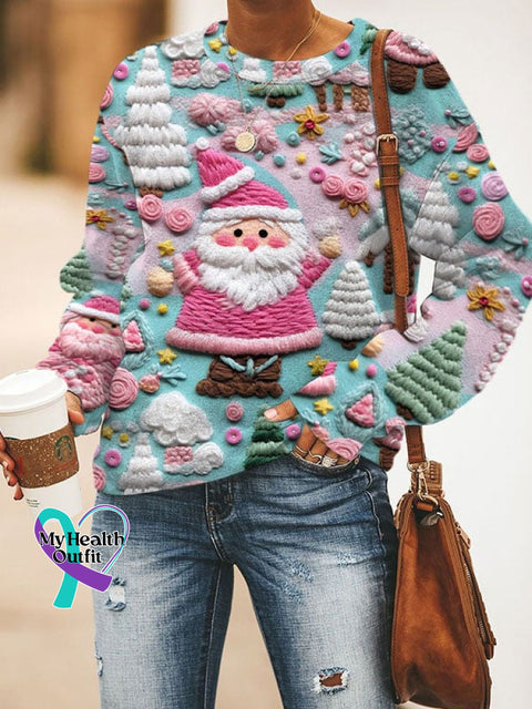 Women’s Pink Santa Print Sweater Christmas Jumper As Shown / S