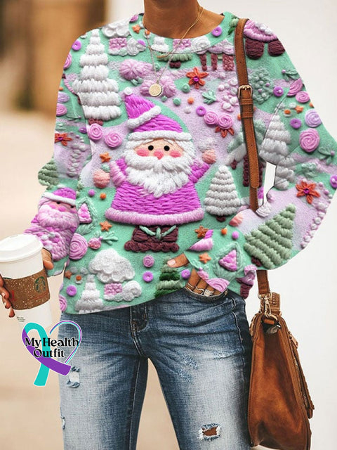 Women’s Pink Santa Print Sweater Christmas Jumper Green / S