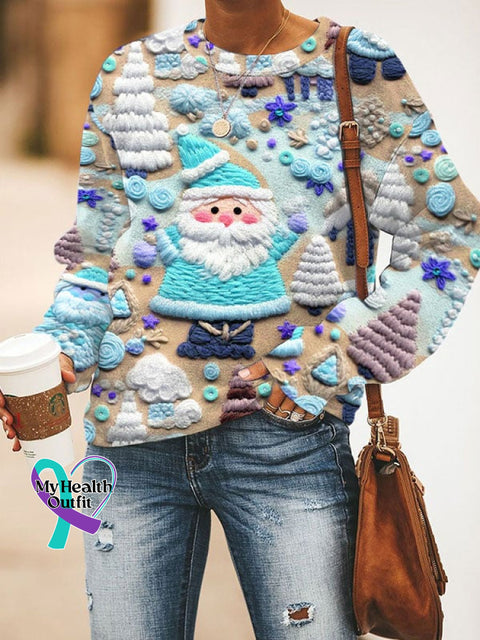 Women’s Pink Santa Print Sweater Christmas Jumper Khaki / S