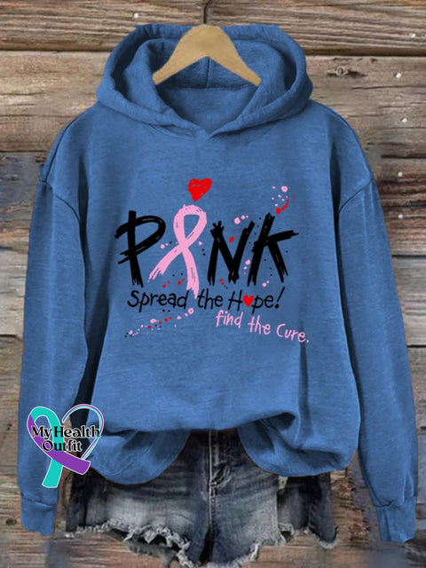 Women’s Pink Spread The Hope Find Cure Casual Hooded Sweatshirt Blue / S