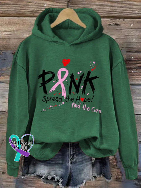 Women’s Pink Spread The Hope Find Cure Casual Hooded Sweatshirt Green / S