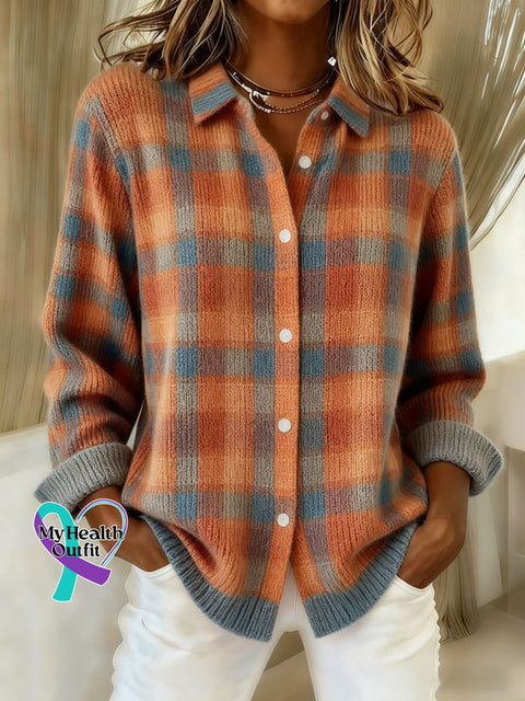Women’s Plaid Print Casual Cotton Buttoned Cardigan Sweater Multicolor / S arrivals