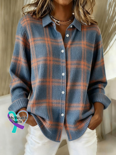 Women’s Plaid Print Casual Cotton Buttoned Cardigan Sweater Multicolor / S arrivals