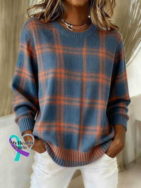 Women’s Plaid Print Casual Sweater Multicolor / S arrivals