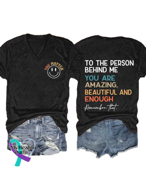 Women’s Prevention of Suicide Awareness Relief of Stress V-neck Casual T-Shirt Black / S