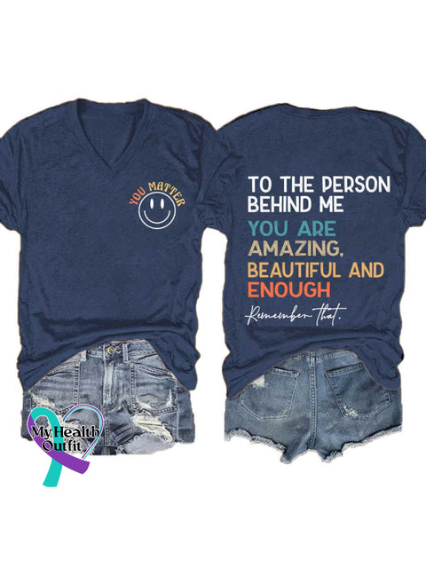 Women’s Prevention of Suicide Awareness Relief of Stress V-neck Casual T-Shirt Blue / S