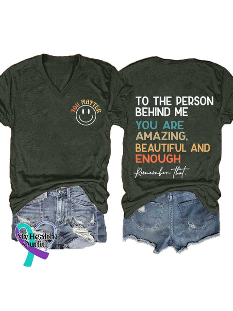 Women’s Prevention of Suicide Awareness Relief of Stress V-neck Casual T-Shirt Green / S