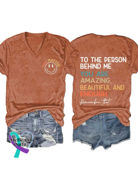 Women’s Prevention of Suicide Awareness Relief of Stress V-neck Casual T-Shirt Orange / S