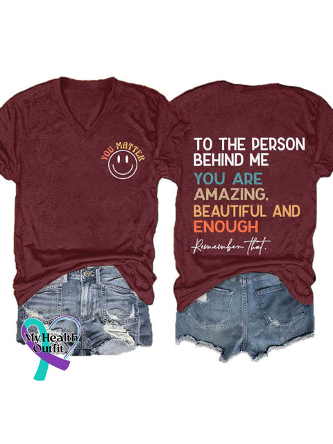 Women’s Prevention of Suicide Awareness Relief of Stress V-neck Casual T-Shirt Red / S