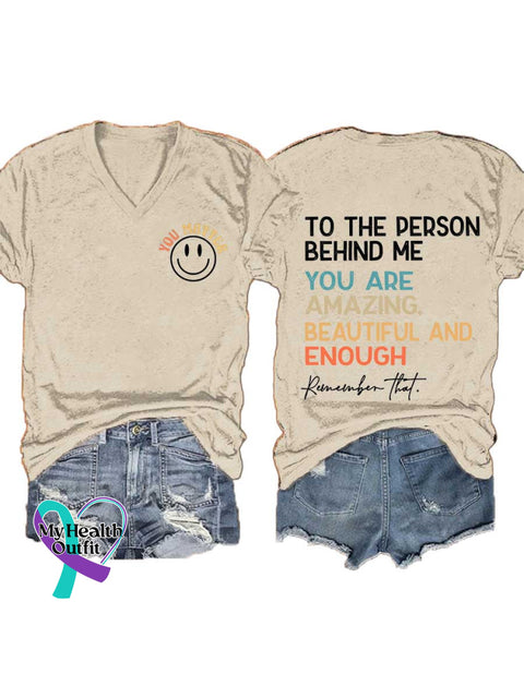 Women’s Prevention of Suicide Awareness Relief of Stress V-neck Casual T-Shirt Sand / S