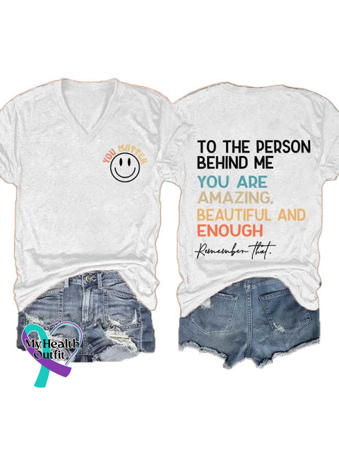 Women’s Prevention of Suicide Awareness Relief of Stress V-neck Casual T-Shirt White / S