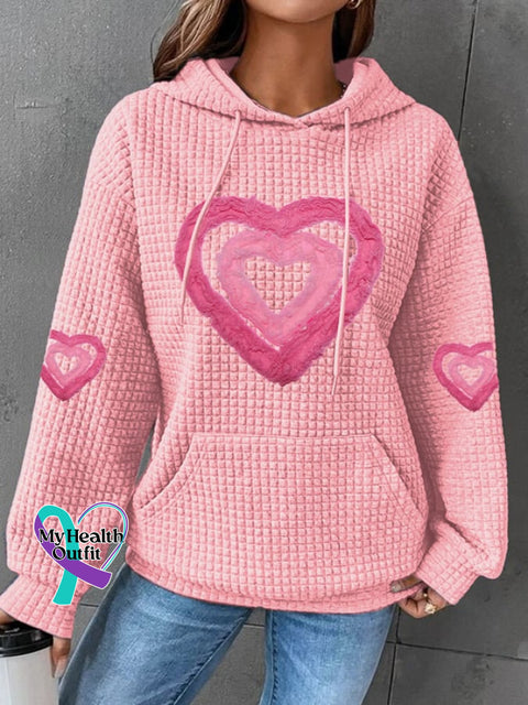 Women’s Printed Long Sleeve Hoodie Pink / S