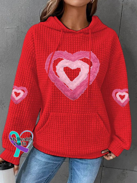 Women’s Printed Long Sleeve Hoodie Red / S