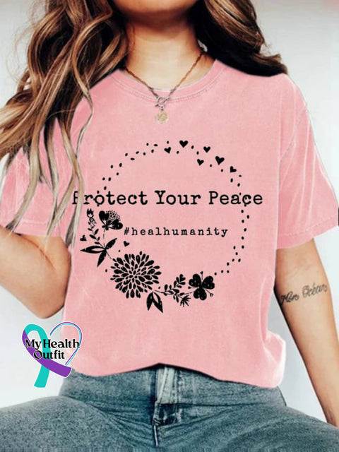 Women’s Protect Your Peace Casual Round Neck T-Shirt Pink / S
