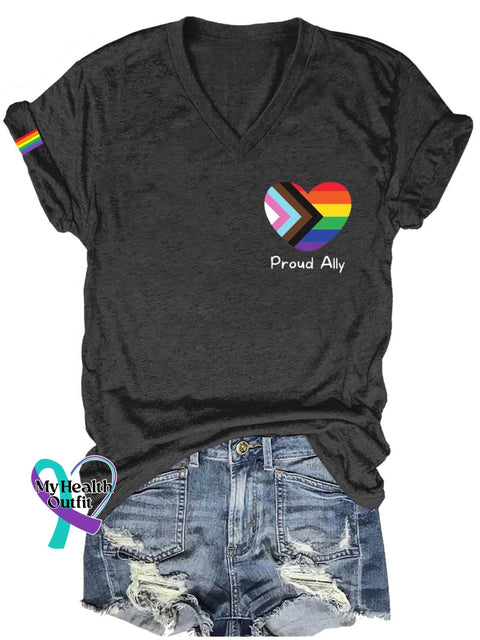 Women’s Proud Ally Lgbt Bisexual Transgender Lesbian Print Casual T-Shirt Black / S