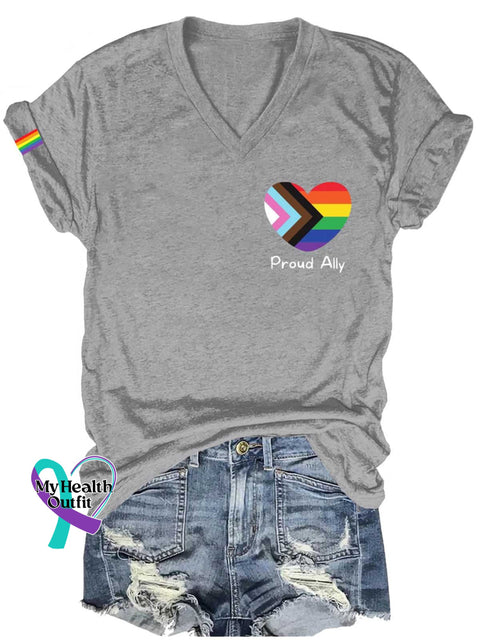 Women’s Proud Ally Lgbt Bisexual Transgender Lesbian Print Casual T-Shirt Grey / S