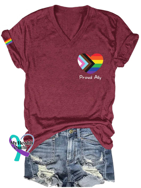 Women’s Proud Ally Lgbt Bisexual Transgender Lesbian Print Casual T-Shirt Maroon / S