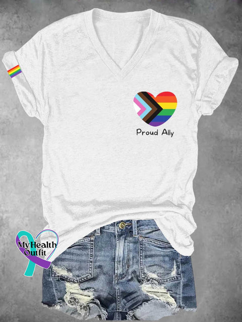 Women’s Proud Ally Lgbt Bisexual Transgender Lesbian Print Casual T-Shirt White / S