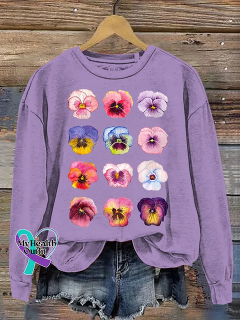 Women’s Purple Alzheimer Awareness Print Casual Hoodie Sweatshirt LightPurple / S