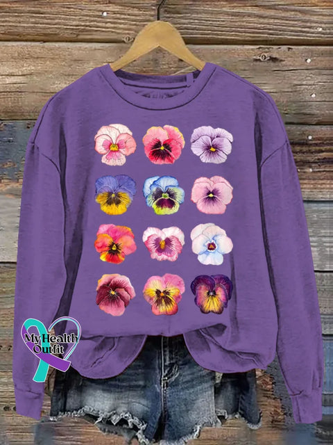 Women’s Purple Alzheimer Awareness Print Casual Hoodie Sweatshirt Purple / S