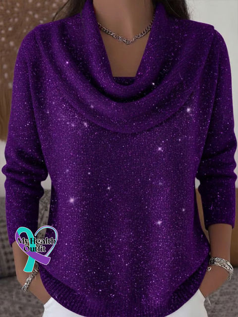 Women’s Purple Print Knit Pullover Multicolor / S