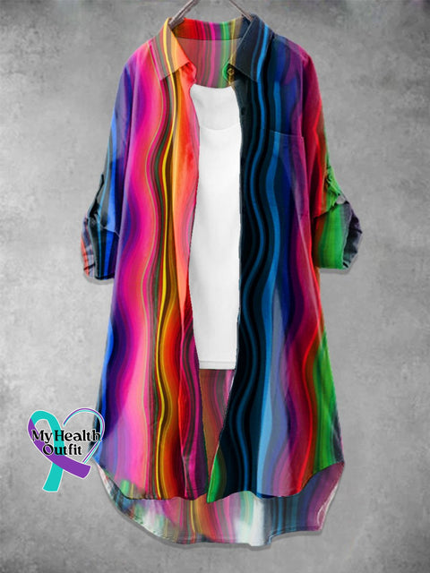 Women’s Rainbow Gradient Art Print Casual Dress Muilticolor / S