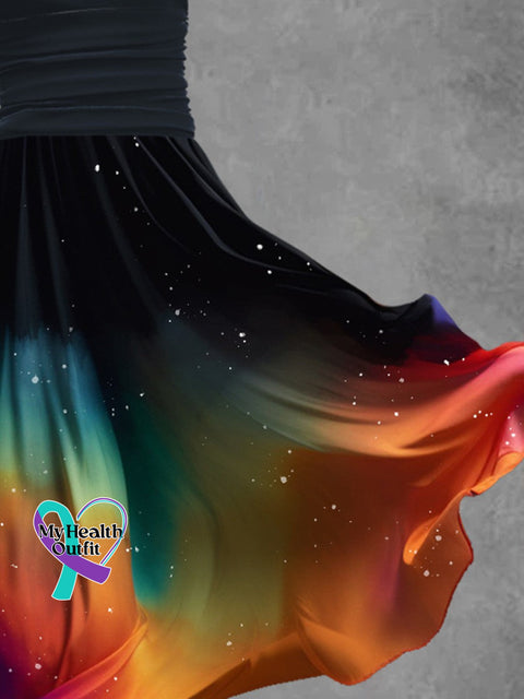 Women’s Rainbow Gradient Sleeveless Maxi Dress