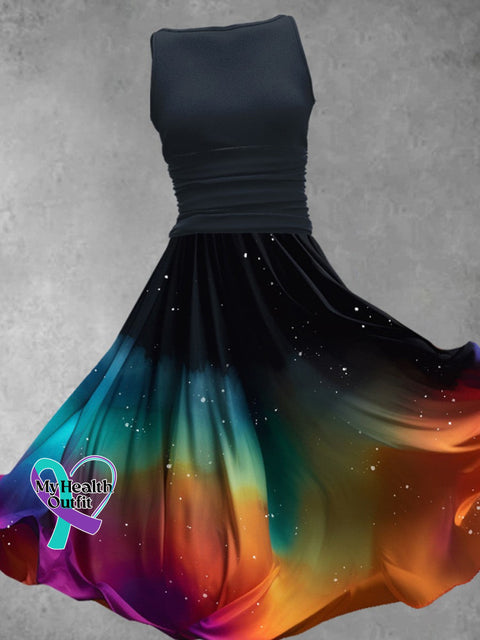 Women’s Rainbow Gradient Sleeveless Maxi Dress