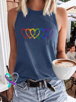 Women’s Rainbow Heart Printed Tank Top Blue / S