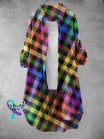 Women’s Rainbow Plaid Pattern Art Print Dress Muilticolor / S