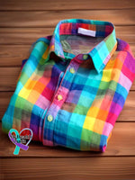 Women’s Rainbow Plaid Shirt