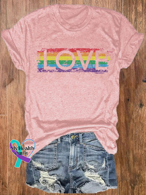 Women’s Rainbow Pride Month Print Crew Neck T-Shirt Nude Pink / S