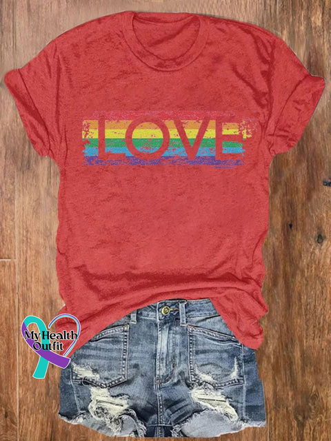 Women’s Rainbow Pride Month Print Crew Neck T-Shirt Red / S