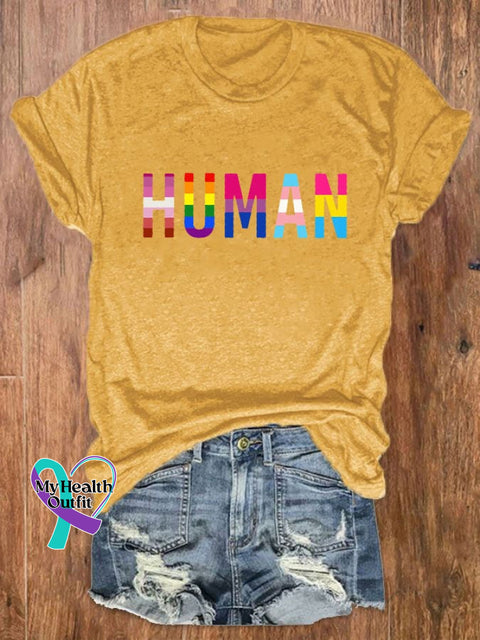 Women’s Rainbow Pride Month Print Crew Neck T-Shirt Turmeric / S