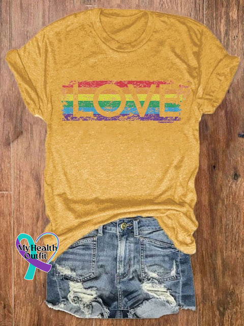 Women’s Rainbow Pride Month Print Crew Neck T-Shirt Turmeric / S