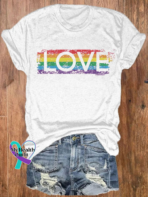 Women’s Rainbow Pride Month Print Crew Neck T-Shirt White / S