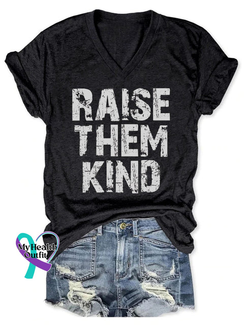 Women’s Raise Them Kind Print Casual T-Shirt Black / S