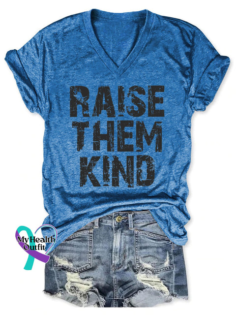 Women’s Raise Them Kind Print Casual T-Shirt Blue / S