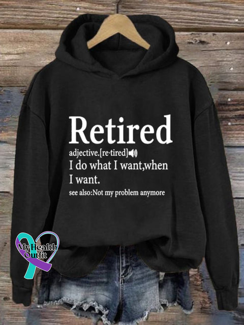 Women’s Retired Not My Problem Print Long Sleeve Sweatshirt Black / S