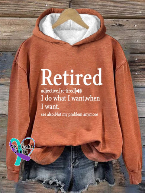 Women’s Retired Not My Problem Print Long Sleeve Sweatshirt Orange / S