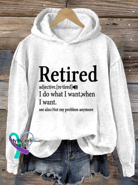 Women’s Retired Not My Problem Print Long Sleeve Sweatshirt White / S