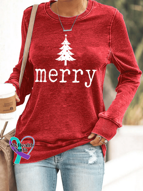 Women’s Retro Christmas Print Sweatshirt Red / S