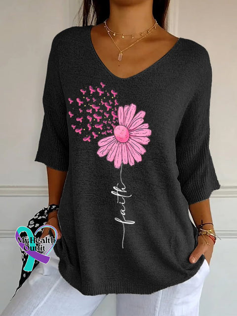 Women’s Retro Floral Pink Faith Print Shirt Black / S
