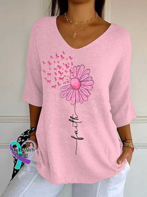 Women’s Retro Floral Pink Faith Print Shirt Pink / S