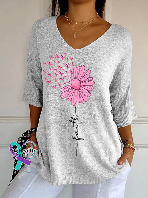 Women’s Retro Floral Pink Faith Print Shirt White / S