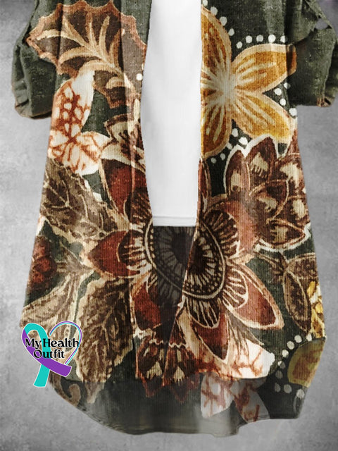 Women’s Retro Flower Pattern Art Print Dress